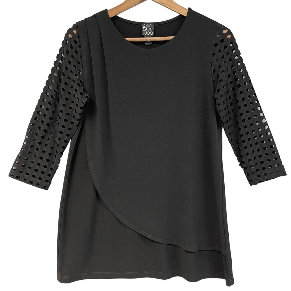 Clara Sun Woo Top Womens Small Cut Out Layered‎ Minimal Gothic Grunge Witchy USA